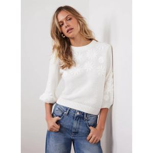 Mint Velvet Cream Floral Embroidered Jumper